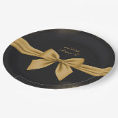 klassisch elegante filigrane schwarze goldene Hoch Pappteller (Schrägansicht)