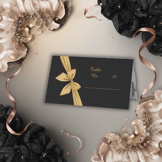 klassisch elegante filigrane schwarze goldene Hoch Platzkarte