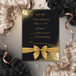 klassisch elegante filigrane schwarze goldene Hoch RSVP Karte