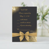 klassisch elegante filigrane schwarze goldene Hoch RSVP Karte (Stehend Vorderseite)