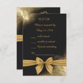 klassisch elegante filigrane schwarze goldene Hoch RSVP Karte (Vorne/Hinten)