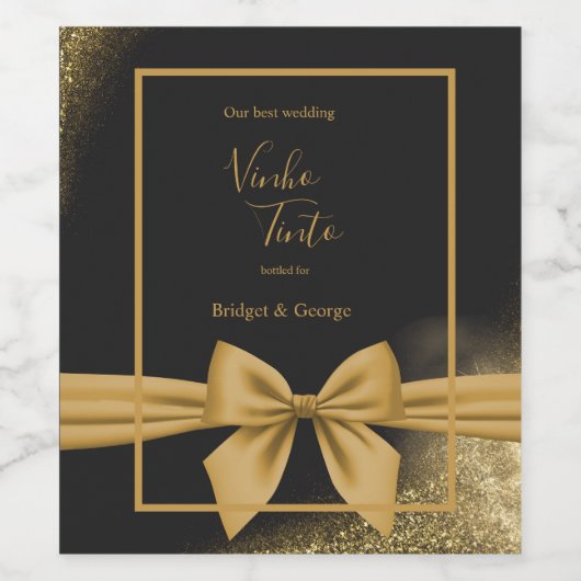klassisch elegante filigrane schwarze goldene Hoch Weinetikett (Einzelnes Label)