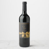 klassisch elegante filigrane schwarze goldene Hoch Weinetikett (Vorderseite)