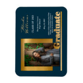 Klassisch Elegante Gold Text Graduate 1 Foto Dk Aq Magnet (Vertikal)