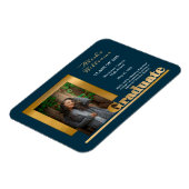 Klassisch Elegante Gold Text Graduate 1 Foto Dk Aq Magnet (Linke Seite)