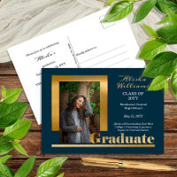 Klassisch Elegante Gold Text Graduate 1 Foto Dk Aq