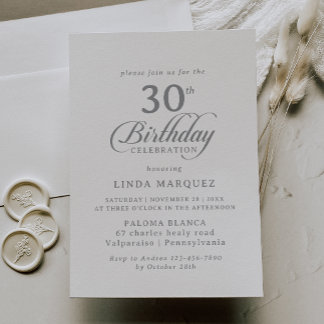 Klassisch-elegante Kalligrafie zum 30. Geburtstag Einladung