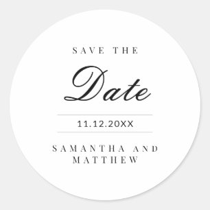 Klassisch Elegante Minimalistische Hochzeit Save t Runder Aufkleber
