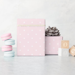 Klassisch elegante pastellrosa und weiße Punkte Geschenkpapier