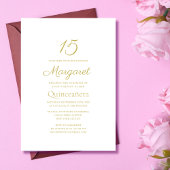klassisch elegante Quinceañera, weiß und goldfarbe Einladung