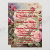 Klassisch elegante Rosen Hochzeiten Einladungen (Vorne/Hinten)