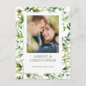 Klassisch elegante Rustikale Hochzeit an der blühe Ankündigungspostkarte (Vorderseite)