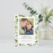 Klassisch elegante Rustikale Hochzeit an der blühe Ankündigungspostkarte (Stehend Vorderseite)