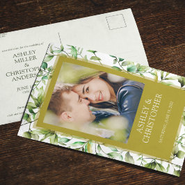 Klassisch elegante Rustikale Hochzeit an der blühe Ankündigungspostkarte