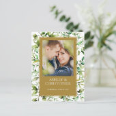 Klassisch elegante Rustikale Hochzeit an der blühe Ankündigungspostkarte (Stehend Vorderseite)