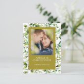 Klassisch elegante Rustikale Hochzeit an der blühe Ankündigungspostkarte (Stehend Vorderseite)