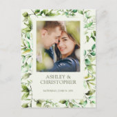 Klassisch elegante Rustikale Hochzeit an der blühe Ankündigungspostkarte (Vorderseite)