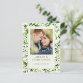 Klassisch elegante Rustikale Hochzeit an der blühe Ankündigungspostkarte (Stehend Vorderseite)