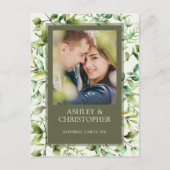 Klassisch elegante Rustikale Hochzeit an der blühe Ankündigungspostkarte (Vorderseite)