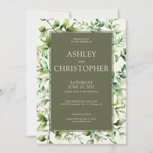 Klassisch elegante Rustikale Hochzeit an der blühe Einladung (Vorderseite)