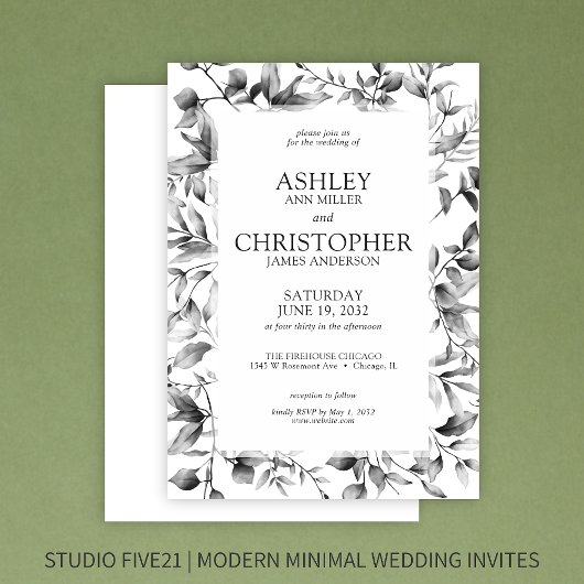 Klassisch elegante Rustikale Hochzeit an der blühe Einladung