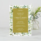 Klassisch elegante Rustikale Hochzeit an der blühe Einladung (Stehend Vorderseite)