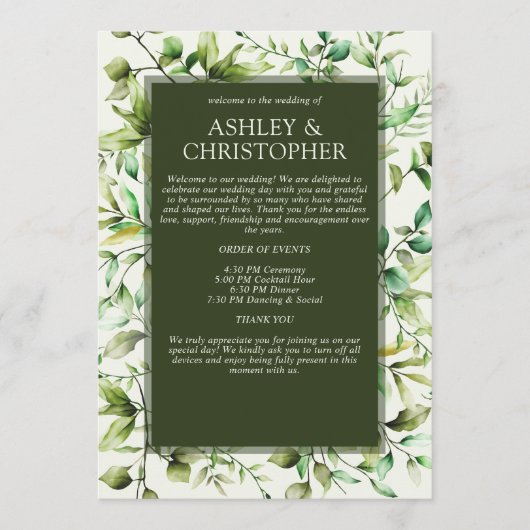 Klassisch elegante Rustikale Hochzeit an der blühe Programm (Vorderseite)