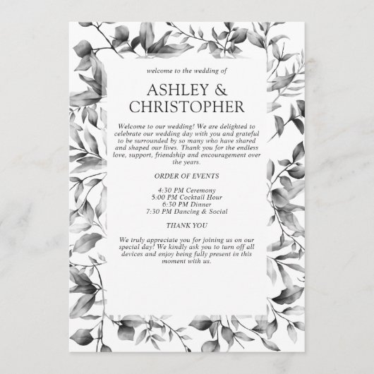 Klassisch elegante Rustikale Hochzeit an der blühe Programm (Vorderseite)