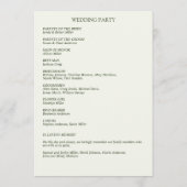 Klassisch elegante Rustikale Hochzeit an der blühe Programm (Rückseite)