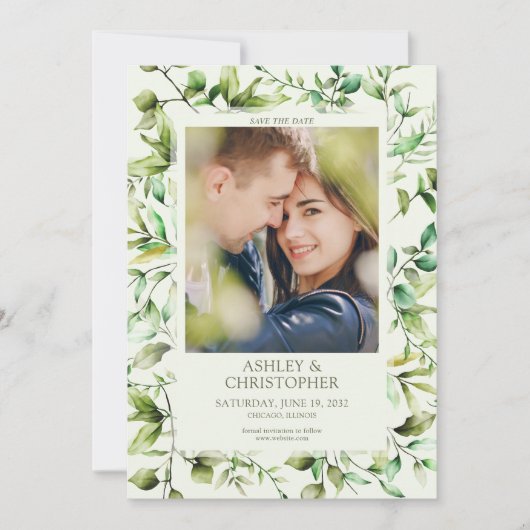 Klassisch elegante Rustikale Hochzeit an der blühe Save The Date (Vorderseite)