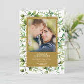 Klassisch elegante Rustikale Hochzeit an der blühe Save The Date (Stehend Vorderseite)