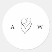 KLASSISCH ELEGANTE SCHWARZE UND WEISSE WEDERHERZEN RUNDER AUFKLEBER (Vorderseite)