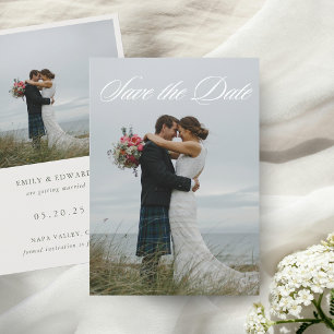 Klassisch Elegante Zwei-Foto-Hochzeit Save-the-Dat Save The Date