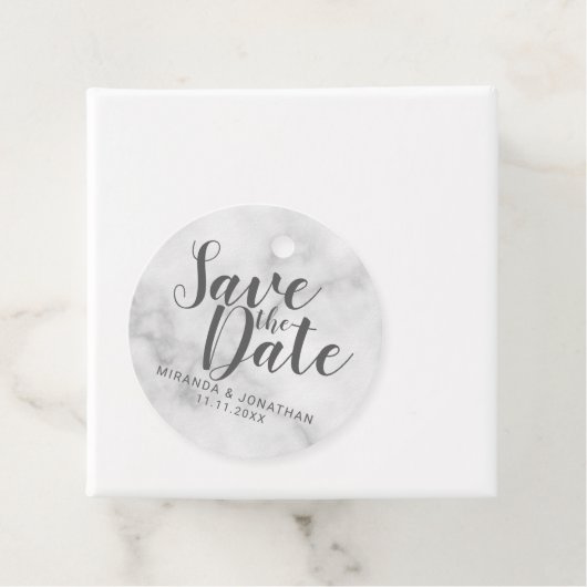 Klassisch elegantes weißes Marmor Hochzeit speiche Geschenkanhänger (Beispiel)