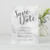 Klassisch elegantes weißes Marmor Hochzeit speiche Save The Date (Stehend Vorderseite)