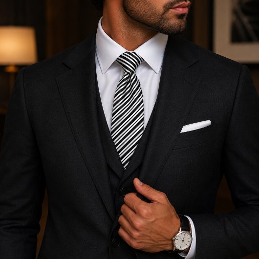 Klassisch formell elegante schwarze diagonal gestr krawatte