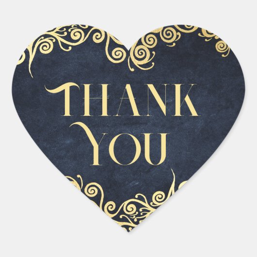 Klassisch Geblüht Hochzeit in Blu und Gold Herz-Aufkleber (Vorderseite)