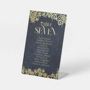 Klassisch Geblüht Hochzeit in Blu und Gold Sockelschild