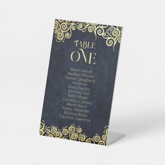 Klassisch Geblüht Hochzeit in Blu und Gold Sockelschild (Vorderseite)