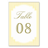 Klassisch gelb gestreifte Hochzeit Tischnummer (Vorderseite)