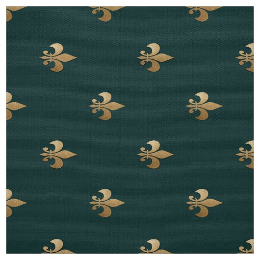 Klassisch goldfarbene Lilie auf dunkelmeergrün Stoff (Muster)