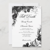 Klassisch gotisch weiß bis zum Tod Hochzeit Einladung (Vorderseite)