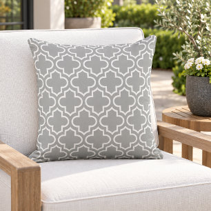 Klassisch Grau Weiß Quatrefoil Gitter Kissen