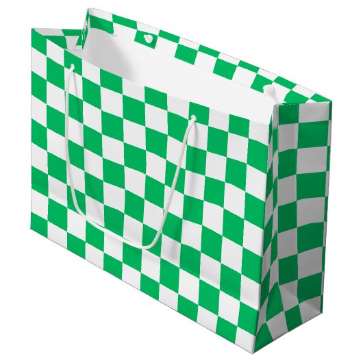 Klassisch grün kariert große geschenktüte (Vorderseite Schrägansicht)