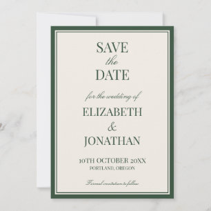 Klassisch Grüne Alte-Money-Eleganz Moderne Hochzei Save The Date