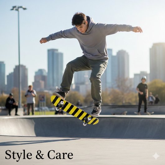 Klassisch hell Gelb und schwarz Streifen Skateboard