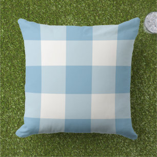 Klassisch Himmelblau Weiß Große Gingham Karos Kissen