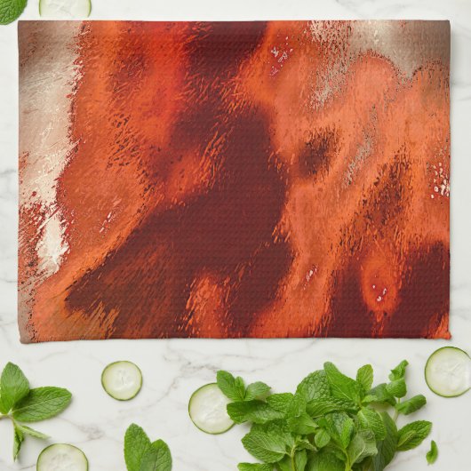 Klassisch in intensiven Rot-Korallen-Farbtönen Geschirrtuch (Gefaltet)