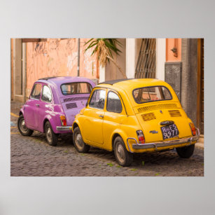 Klassisch italienische Fiat 500 Autos in Rom Itali Poster