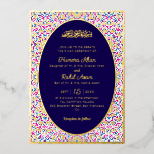 Klassisch königsblau-goldene Akzente muslimische H Folieneinladung